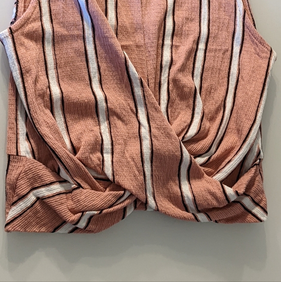 Love Tree Peach Stripped Crop Top - S - Picture 2 of 5